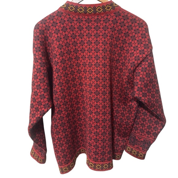 Dale of Norway Red and Black Wool Cardigan Sweater - Size XL - Picture 4 of 4